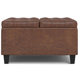 30 Inch Faux Leather Tufted Round Storage Ottoman Stylish Living Room Accent Seat