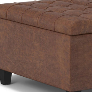 30 Inch Faux Leather Tufted Round Storage Ottoman Stylish Living Room Accent Seat