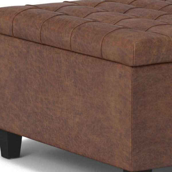 30 Inch Faux Leather Tufted Round Storage Ottoman Stylish Living Room Accent Seat