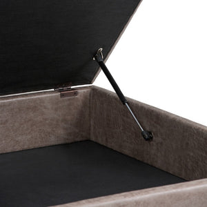 36 Inch Round Faux Leather Storage Ottoman Tufted Footrest for Living Room Seating Decor