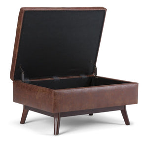 34 Inch Faux Leather Storage Ottoman Tufted Footrest for Stylish Living Room Decor