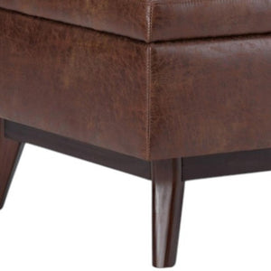 34 Inch Faux Leather Storage Ottoman Tufted Footrest for Stylish Living Room Decor