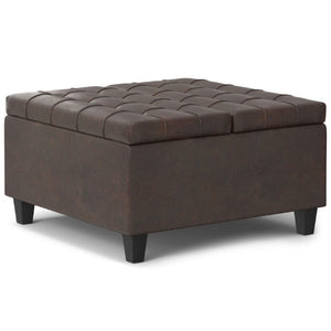30 Inch Faux Leather Tufted Round Storage Ottoman Stylish Living Room Accent Seat