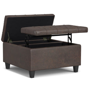30 Inch Faux Leather Tufted Round Storage Ottoman Stylish Living Room Accent Seat