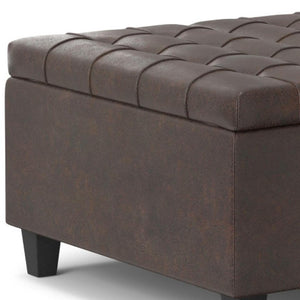 30 Inch Faux Leather Tufted Round Storage Ottoman Stylish Living Room Accent Seat