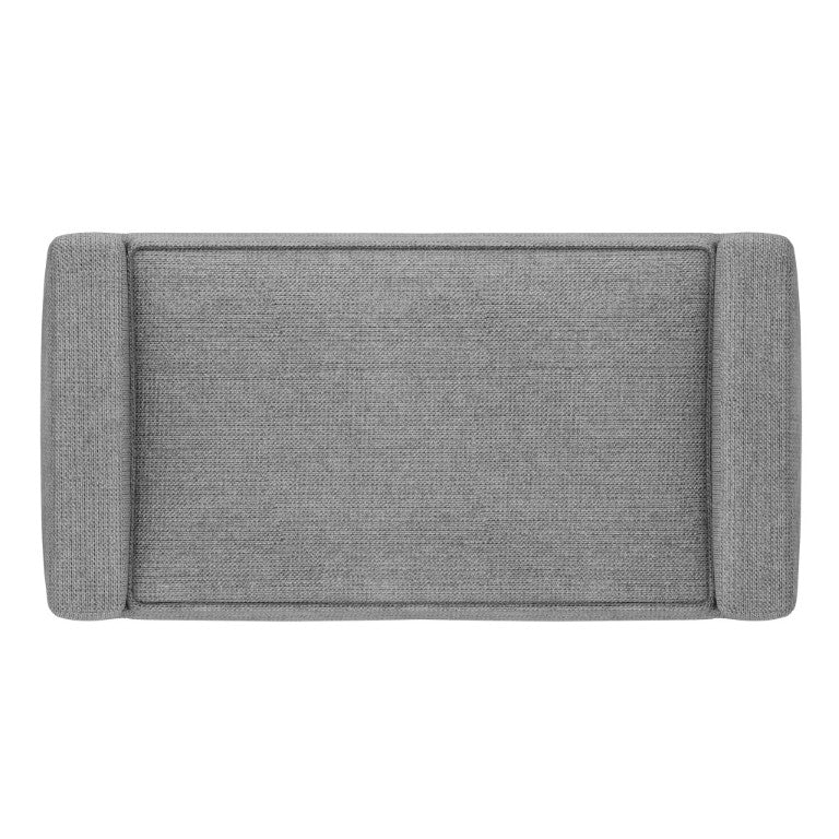 HomeRoots 29 Inch Linen Upholstered Ottoman in Pewter Walnut Finish for Living Room Seating 641737