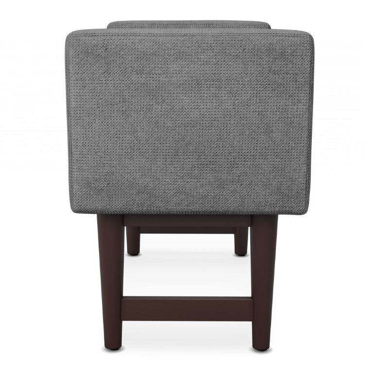 HomeRoots 29 Inch Linen Upholstered Ottoman in Pewter Walnut Finish for Living Room Seating 641737