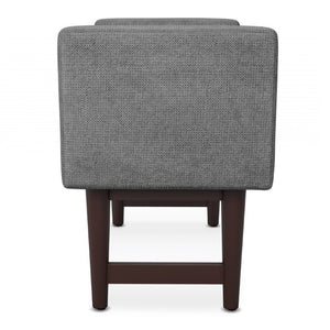 29 Inch Linen Upholstered Ottoman in Pewter Walnut Finish for Living Room Seating