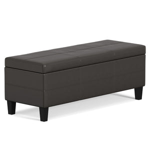 48 Inch Faux Leather Storage Ottoman Tufted Footrest Bench for Living Room Decor