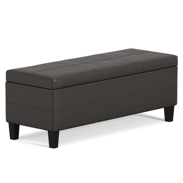 48 Inch Faux Leather Storage Ottoman Tufted Footrest Bench for Living Room Decor