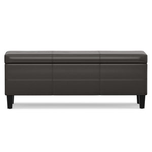48 Inch Faux Leather Storage Ottoman Tufted Footrest Bench for Living Room Decor
