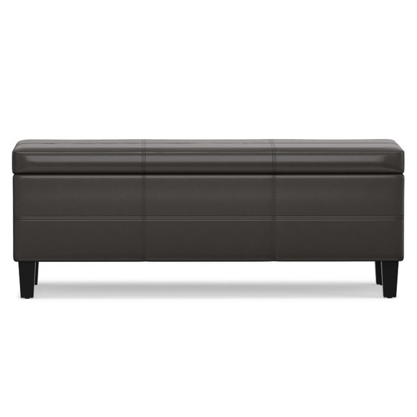 48 Inch Faux Leather Storage Ottoman Tufted Footrest Bench for Living Room Decor