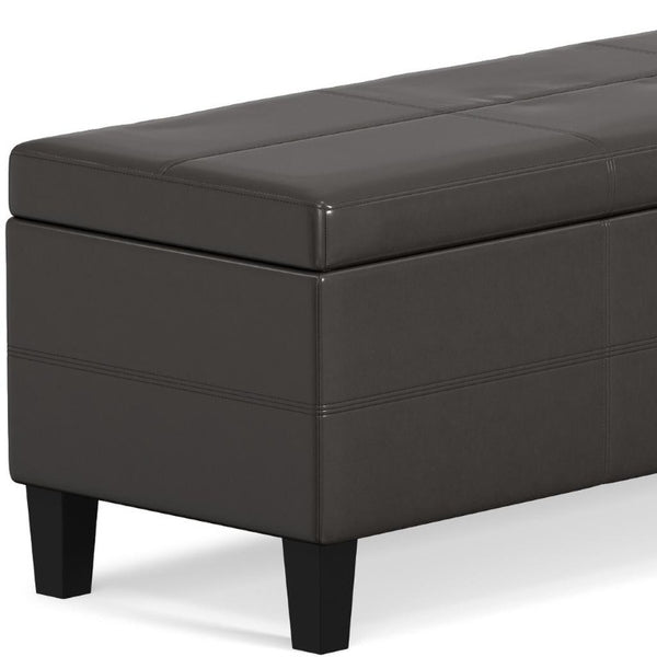 48 Inch Faux Leather Storage Ottoman Tufted Footrest Bench for Living Room Decor