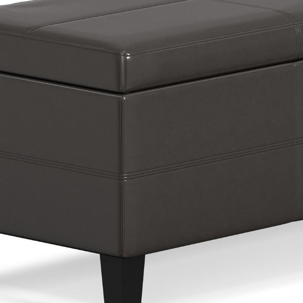 48 Inch Faux Leather Storage Ottoman Tufted Footrest Bench for Living Room Decor