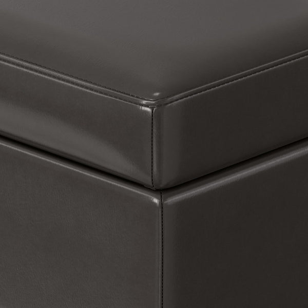 48 Inch Faux Leather Storage Ottoman Tufted Footrest Bench for Living Room Decor