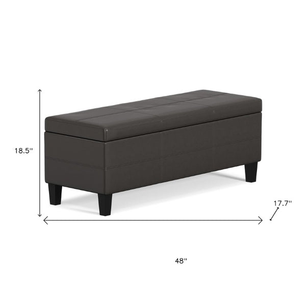 48 Inch Faux Leather Storage Ottoman Tufted Footrest Bench for Living Room Decor