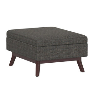 HomeRoots 34 Inch Tufted Ebony Brown Fabric Ottoman with Hidden Interior Storage Compartment 641749