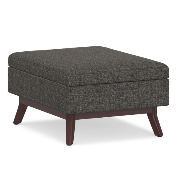 34 Inch Tufted Ebony Brown Fabric Ottoman with Hidden Interior Storage Compartment