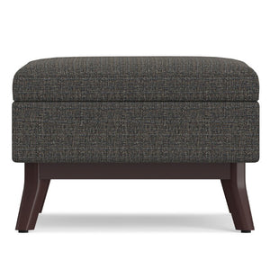 34 Inch Tufted Ebony Brown Fabric Ottoman with Hidden Interior Storage Compartment