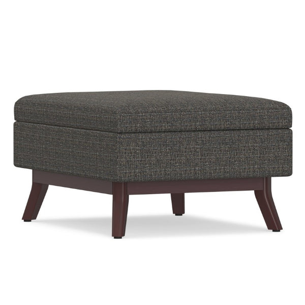 34 Inch Tufted Ebony Brown Fabric Ottoman with Hidden Interior Storage Compartment