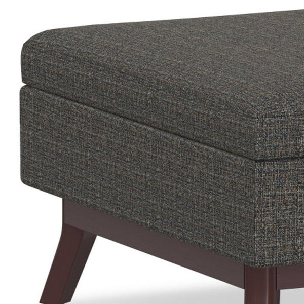 34 Inch Tufted Ebony Brown Fabric Ottoman with Hidden Interior Storage Compartment