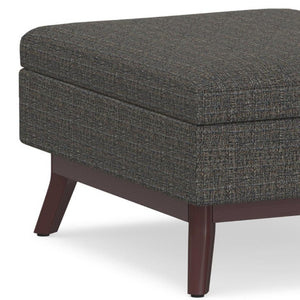 34 Inch Tufted Ebony Brown Fabric Ottoman with Hidden Interior Storage Compartment