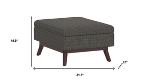 34 Inch Tufted Ebony Brown Fabric Ottoman with Hidden Interior Storage Compartment