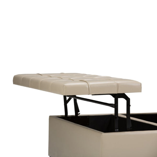 36 Inch Tufted Faux Leather Storage Ottoman Elegant Accent for Any Living Room