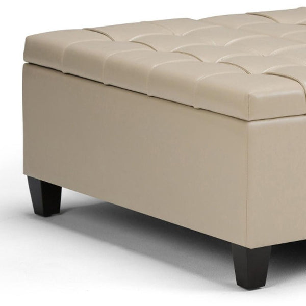 36 Inch Tufted Faux Leather Storage Ottoman Elegant Accent for Any Living Room