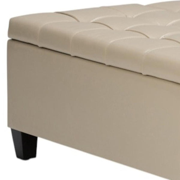 36 Inch Tufted Faux Leather Storage Ottoman Elegant Accent for Any Living Room
