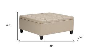 36 Inch Tufted Faux Leather Storage Ottoman Elegant Accent for Any Living Room