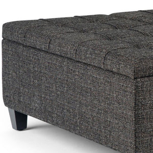 36 Inch Tufted Storage Ottoman in Ebony Espresso Upholstery for Living Room Decor
