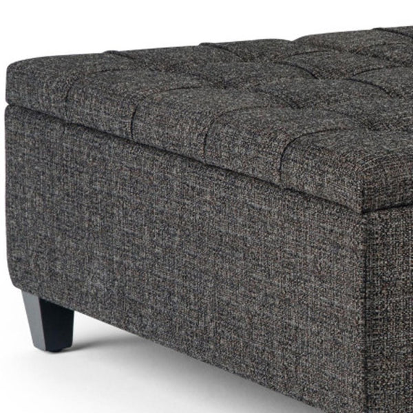 36 Inch Tufted Storage Ottoman in Ebony Espresso Upholstery for Living Room Decor