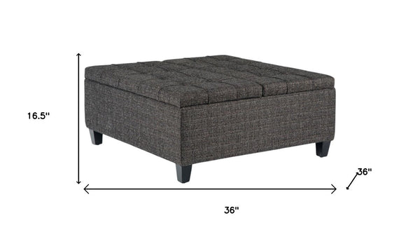 36 Inch Tufted Storage Ottoman in Ebony Espresso Upholstery for Living Room Decor