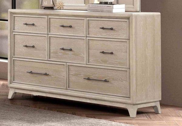 English Elm 1pc Eight Drawer Oak Veneer Dresser Rubberwood Frame Matte Hardware Bedroom Storage B2741P460888