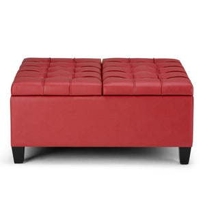 HomeRoots 36 Inch Tufted Faux Leather Storage Ottoman Stylish Accent for Any Living Room 641760