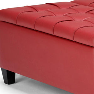 36 Inch Tufted Faux Leather Storage Ottoman Stylish Accent for Any Living Room