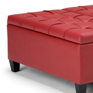 36 Inch Tufted Faux Leather Storage Ottoman Stylish Accent for Any Living Room