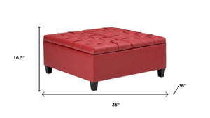 36 Inch Tufted Faux Leather Storage Ottoman Stylish Accent for Any Living Room