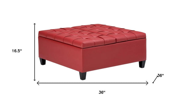 36 Inch Tufted Faux Leather Storage Ottoman Stylish Accent for Any Living Room