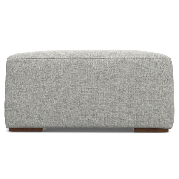 HomeRoots 34 Inch Upholstered Fabric Cocktail Ottoman for Living Room Neutral Tone Accent Piece 641762