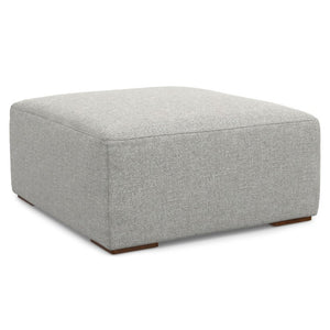 34 Inch Upholstered Fabric Cocktail Ottoman for Living Room Neutral Tone Accent Piece