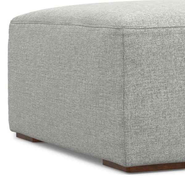 34 Inch Upholstered Fabric Cocktail Ottoman for Living Room Neutral Tone Accent Piece