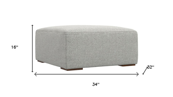 34 Inch Upholstered Fabric Cocktail Ottoman for Living Room Neutral Tone Accent Piece