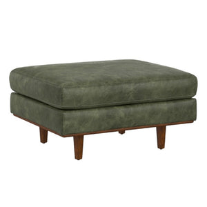HomeRoots 33 Inch Genuine Leather Cocktail Ottoman Elegant Living Room Accent Footrest 641763