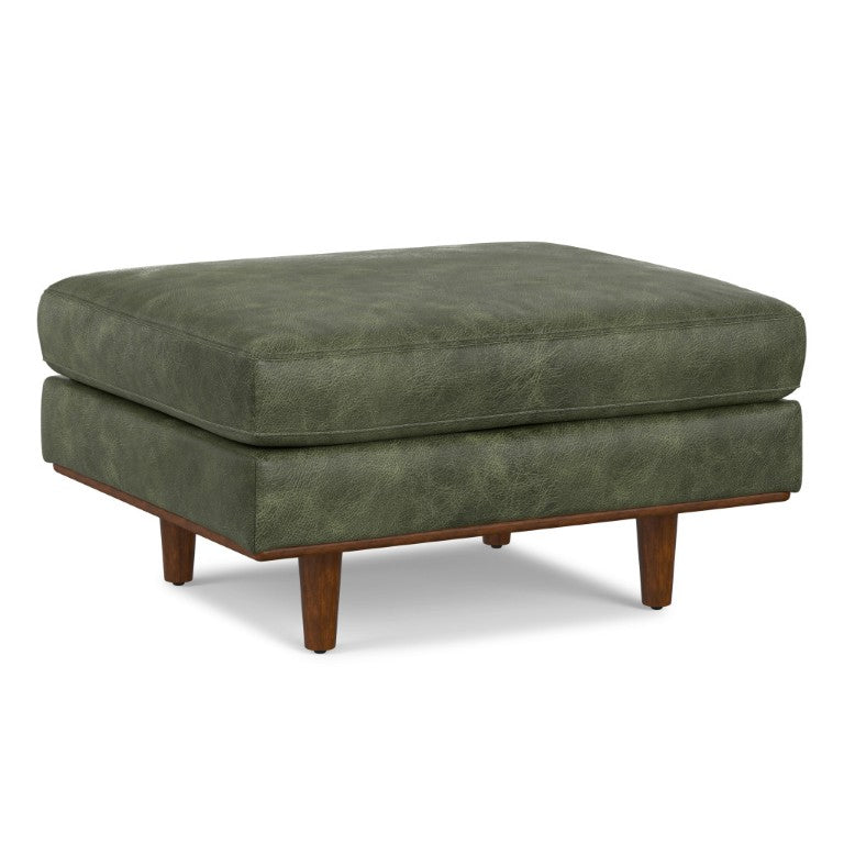 HomeRoots 33 Inch Genuine Leather Cocktail Ottoman Elegant Living Room Accent Footrest 641763