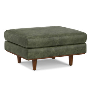 33 Inch Genuine Leather Cocktail Ottoman Elegant Living Room Accent Footrest