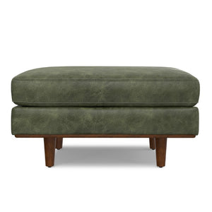 33 Inch Genuine Leather Cocktail Ottoman Elegant Living Room Accent Footrest