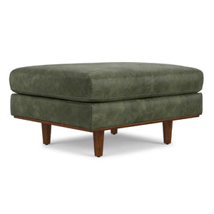 33 Inch Genuine Leather Cocktail Ottoman Elegant Living Room Accent Footrest