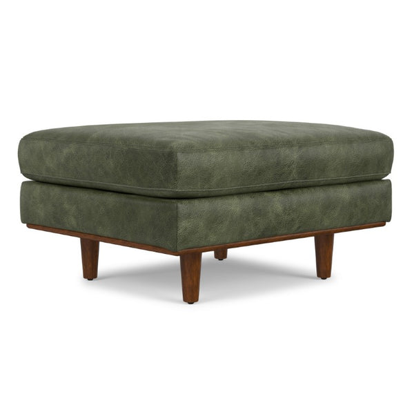 33 Inch Genuine Leather Cocktail Ottoman Elegant Living Room Accent Footrest